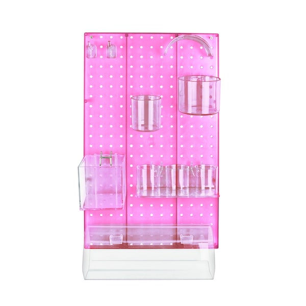 10-Piece Pink Pegboard Organizer Kit with 1 Panel and Accessory
